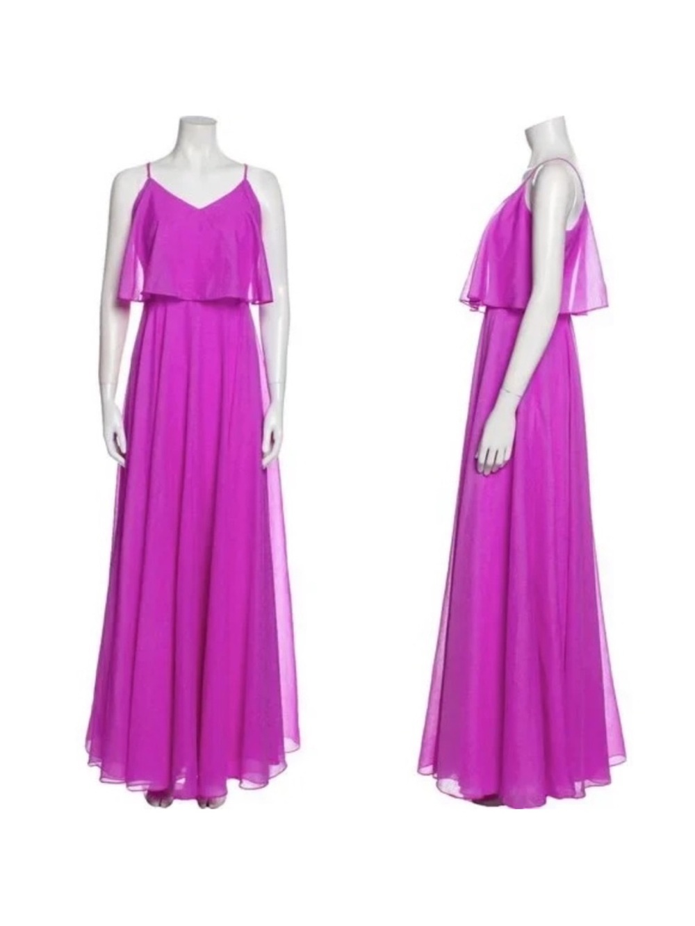 Halston Heritage Magenta Chiffon Maxi Dress with Overlay Bodice